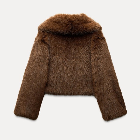 Zara Faux Fur Jacket Short Coat - Picture 2 of 5